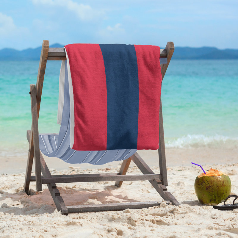 Cotton Blend Lightweight Beach Towel, Red/Navy Blue/Red