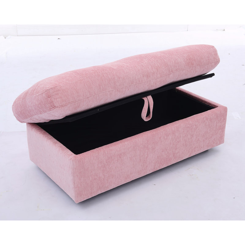 Le canapé est livré avec un repose-pieds de rangement assorti, Rose