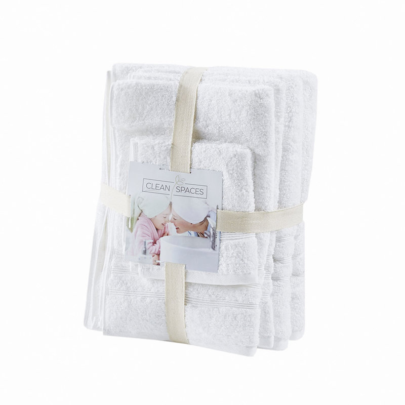 Ensemble 6 serviettes de bain antimicrobien durable, Blanc