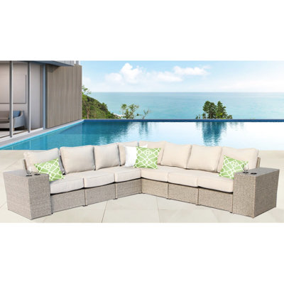 Canapé modulaire d'extérieur 9 pièces pour 6 personnes, chaises modulaires entièrement fabriquées, structure en aluminium rouille, décoloration, housse de coussin facile à nettoyer pour 6 personnes, aménagement, lavable à l'épreuve de la corrosion