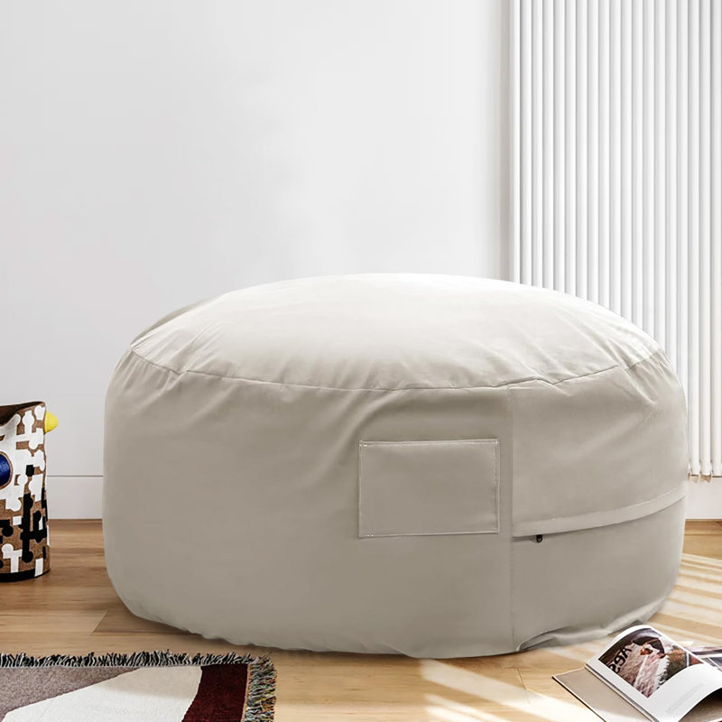 Bean Bag Chairs With Cover, Living Room Furniture Sofa, Round Fluffy Couch For Bedroom College Dorm, Gray Fabric