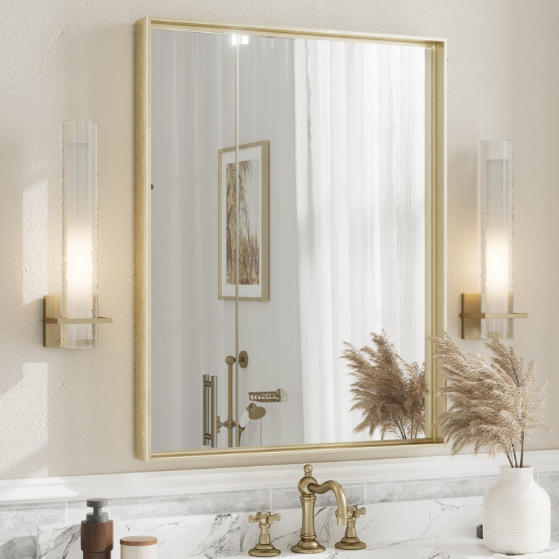 Miroir mural Aevar, 36 po x 28 po, Or brossé