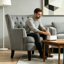Chaise d'appoint rembourrée avec coussin moelleux Mid-Century-128598114