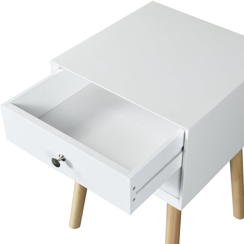 Commode décorative, table de chevet, table de chevet, table de chevet en bois Jurgita, Blanc