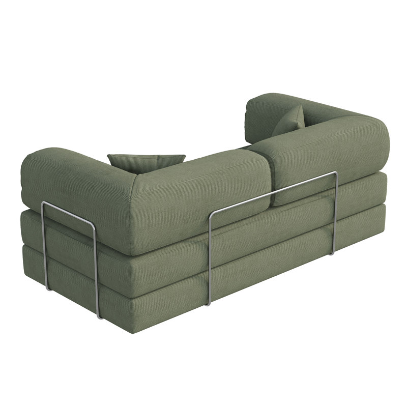 Sicilia Boneless 78.7" Corduroy Convertible Sofa Bed, Green