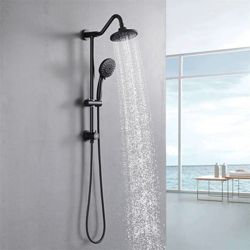 Pomme de douche à pluie 6 po avec pomme de douche à main, Noir mat