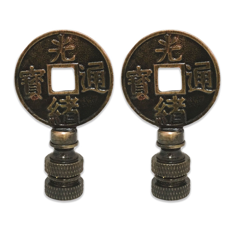 Faîteau de lampe Asian Symbols, Laiton antique