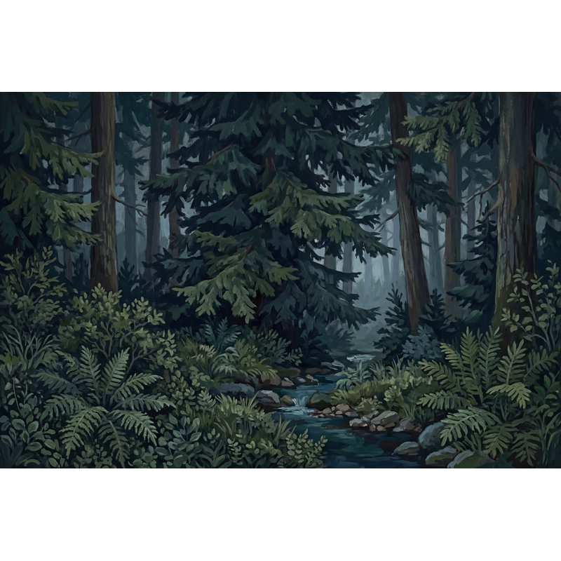 Murale forêt Misty, 120 po x 96 po, Peler et coller