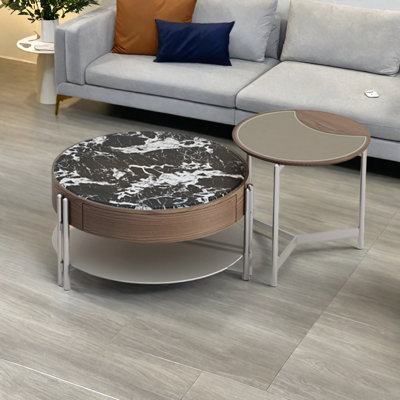 Vintage style round coffee table combination