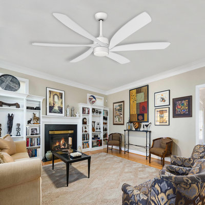 Luvina 64 Inch Ceiling Fan with Light and Remote, Modern High CFM 6 Blades Large Airflow Ceiling Fan, Quiet Reversible DC Motor, Indoor Fan for Living Room Kitchen Garage