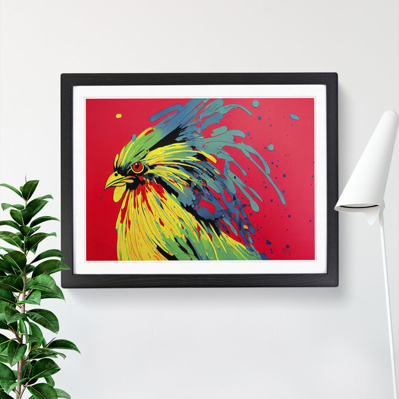 Rooster Splash Vol.1 Abstract - Single Picture Frame Print, 25cm H x 34cm W x 2cm D, Black Framed