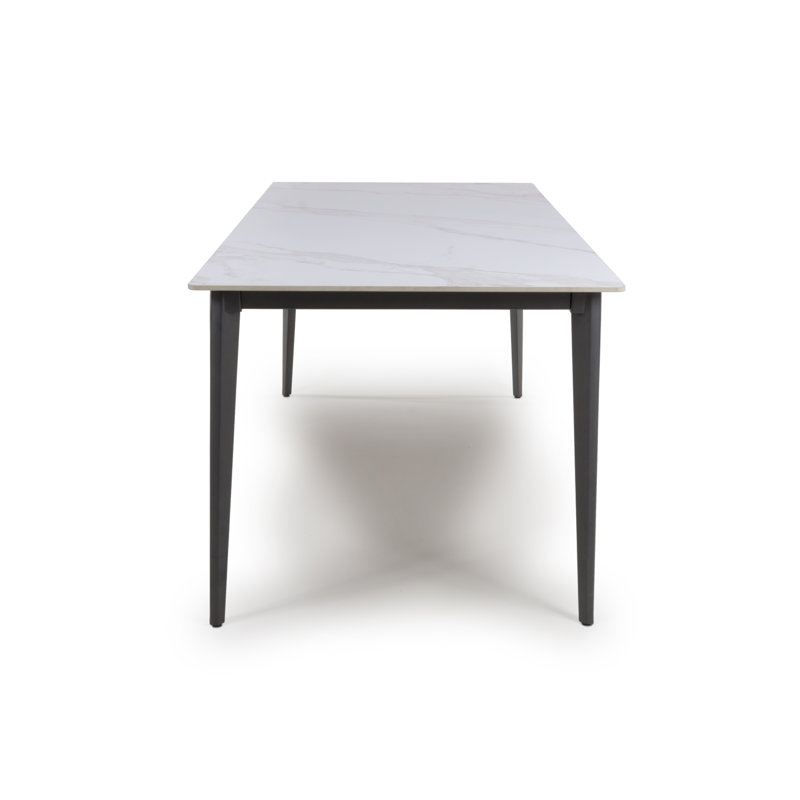 Buisan Stone Top Metal Base Dining Table, White