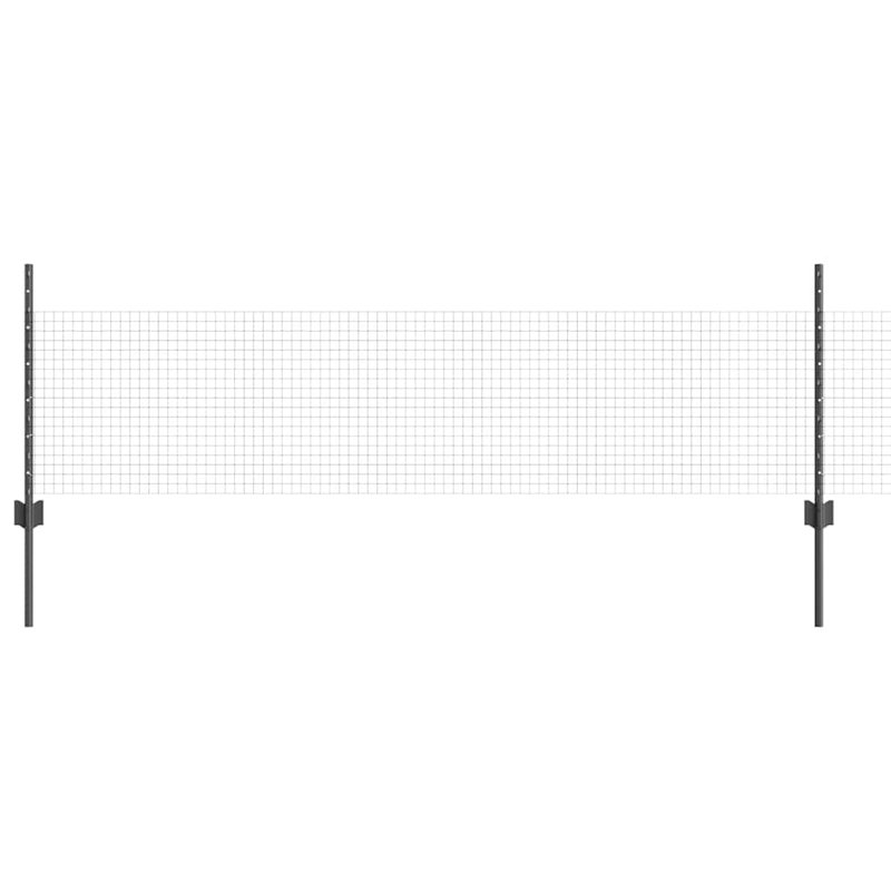Vidaxl Fence With Posts Steel, Grey, 50cm H x 5000cm W x 2.7cm D