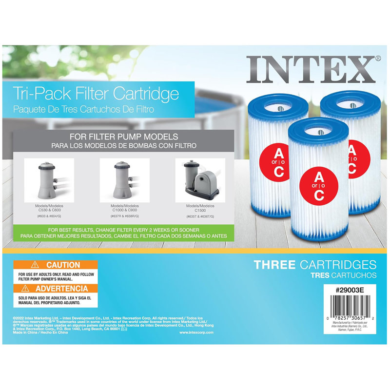 Intex: Krickel transparent: remplacement de la cartouche filtrante - Type A, paquet de 3 - compatible avec les pompes de piscine A & C, papier Dacron, filtration efficace de l'eau, 29003E