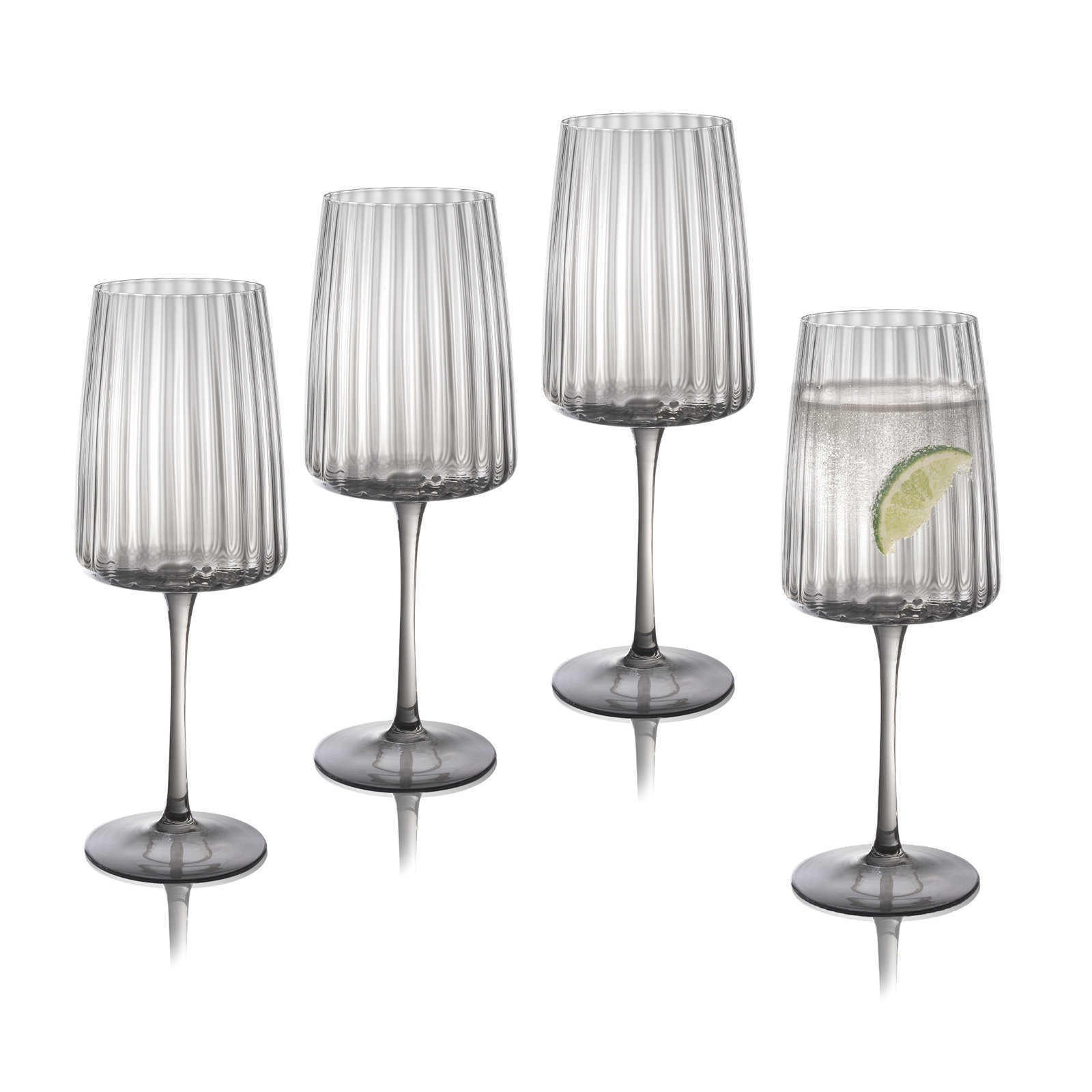 Orlosky Amber All Purpose Wine Glasses, Set/4, Gray