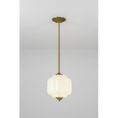 Suspension Buckminster à une lumière en verre opalin vintage