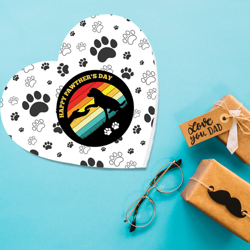 Boîte-cadeau en forme de cœur avec couvercle pour la fête des pères, Happy Pawther's Day Ever, boîte réutilisable, paquet de 1