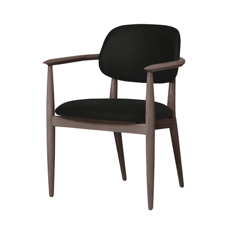 Chaise Slow de Space Copenhagen, Noyer à finition savonnée, Nouveau noir Newcastle 65