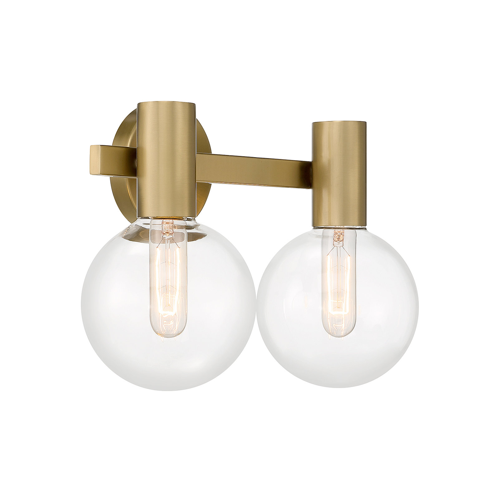 Sanu 2 Light Transparent Bath Sconce, Brass