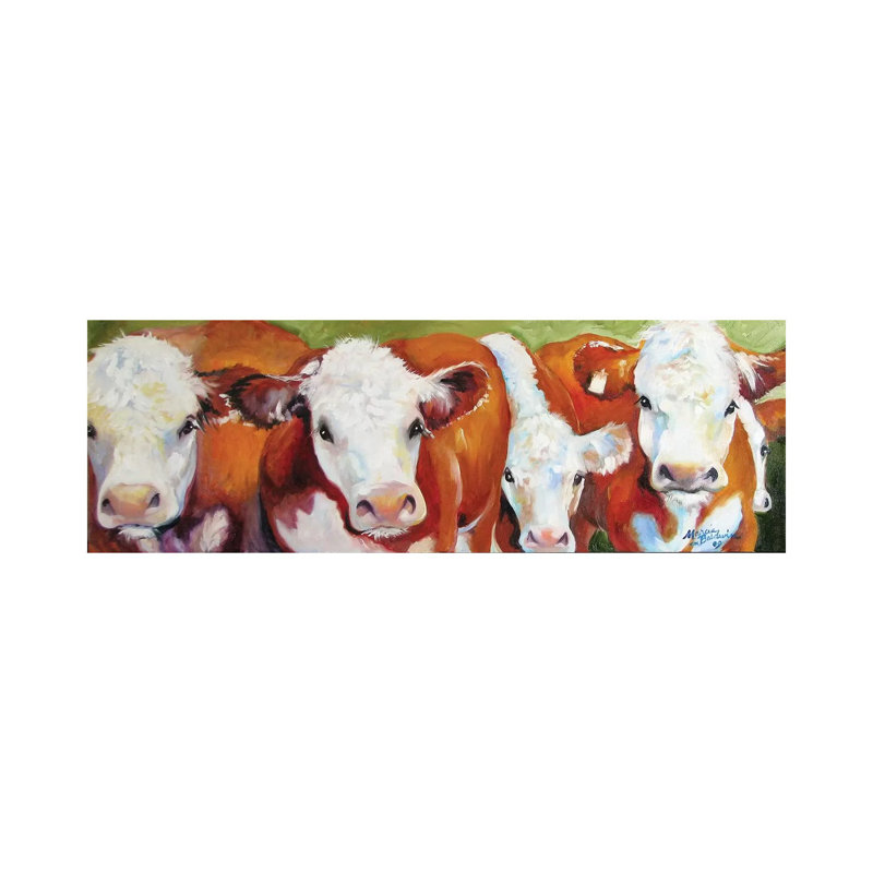 Fab Five Cows by Marcia Baldwin - Wrapped Canvas Print, 30.48 cm H x 91.44 cm W x 1.91 cm D