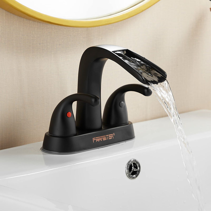 Robinet de salle de bain à ensemble central avec bonde, Noir mat