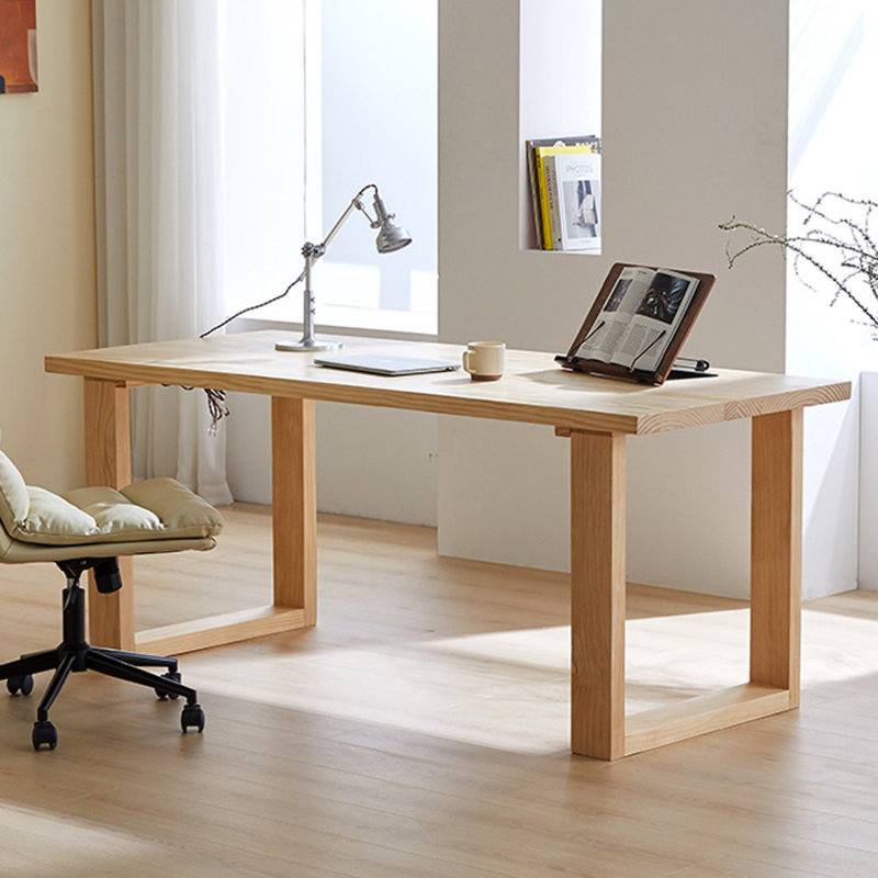 Burlywood Rectangular Solid Wood Writing desk, 29.53" H x 62.99" W x 31.5" D 