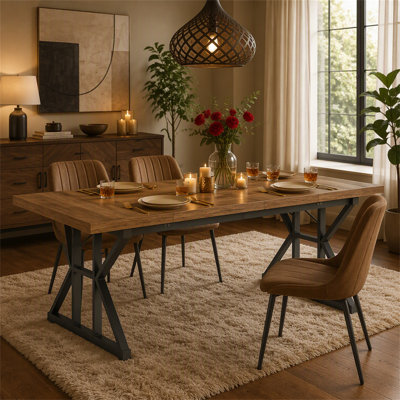 Rectangular Dining Table, Farmhouse 70.8" Kitchen Table for 6 People