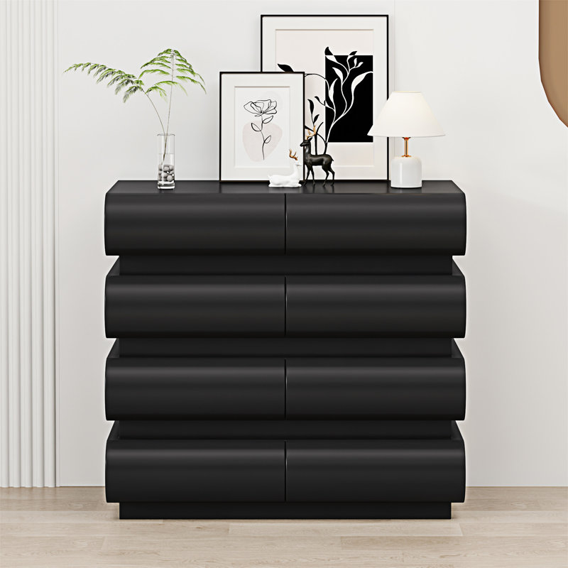 Commode 8 tiroirs pour chambre à coucher, Noir