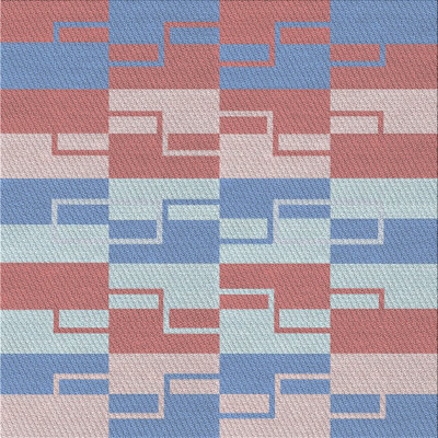 Tapis géométrique rouge / bleu marine