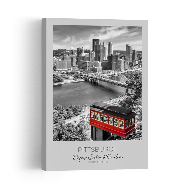 Duquesne Incline Pittsburgh Abstract Contemporary Architecture City Wall Art Print 1 Piece Wrapped Canvas Wall Art