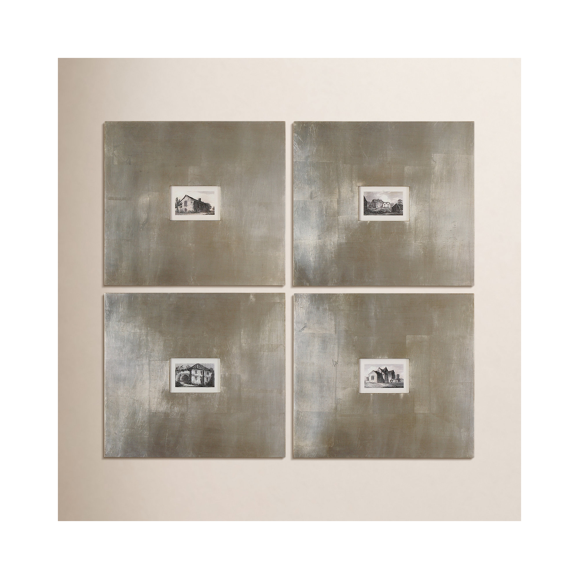 "Historical Buildings I, II, III and IV" by Grace Feyock Matted Framed Graphic Art