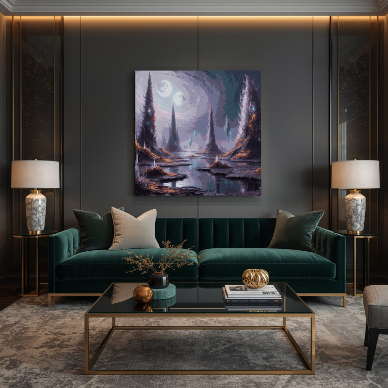 SciFi Alien planet surface landscape Purple Canvas Wall Art, 12" H x 12" W