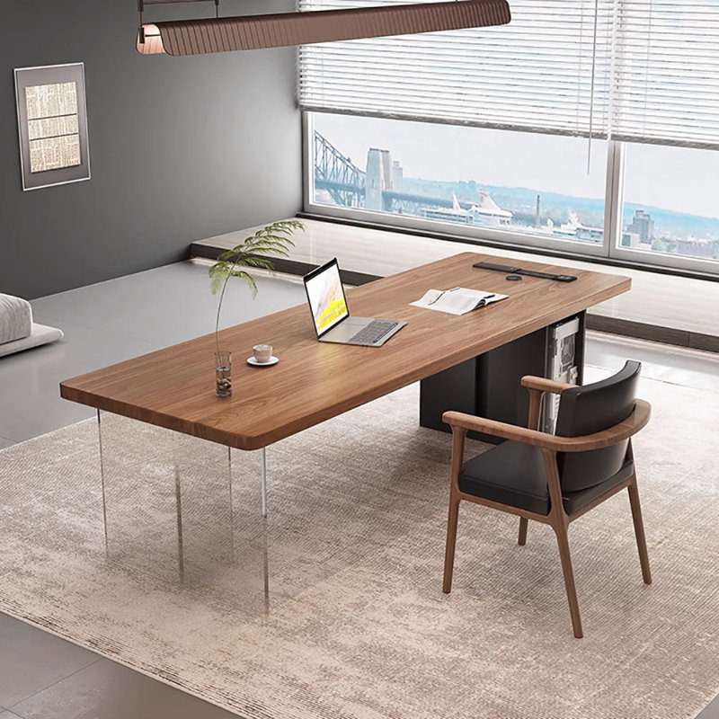 Bureau d'ordinateur moderne en bois massif, H 29,5 po x l 55,1 po x P 27,6 po