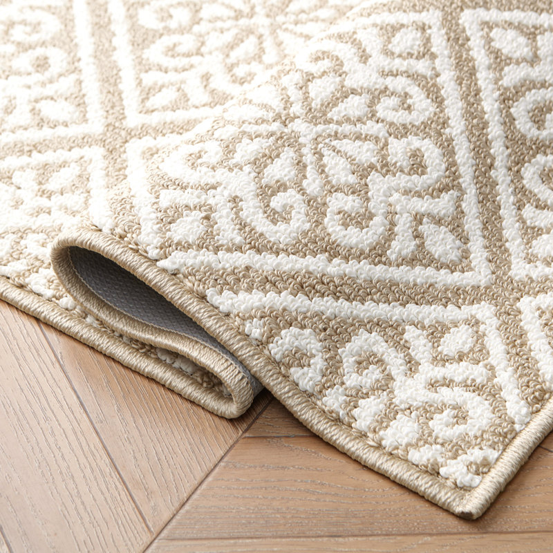 Austell Machine Woven Synthetic Geometric Area Rug, Runner 2'2" x 6', Beige/Natural
