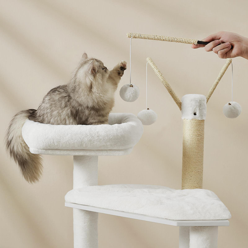 White Sisal 55.1" Cat Tree with Litter Box Enclosure