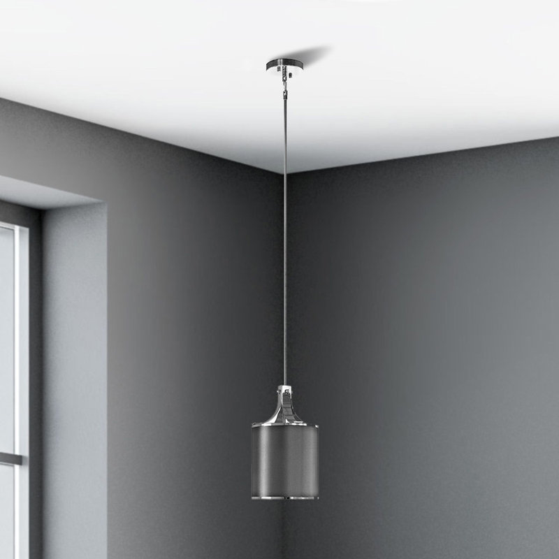 Luminaire suspendu cylindrique unique à 1 lumière, Gris