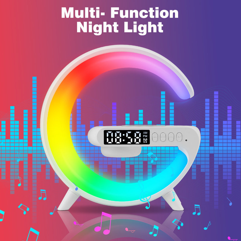 Multifunctional Bedside Sleeping Lamp Bluetooth Audio Alarm Clock Wireless Charge Night Light
