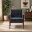 Chaise en cuir massif avec cadre en bois massif, fauteuil d'appoint simple Leisure Leisure, noir
