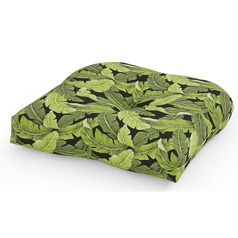 Outdoor 5'' Dining Chair Seat Cushion, Green / Black