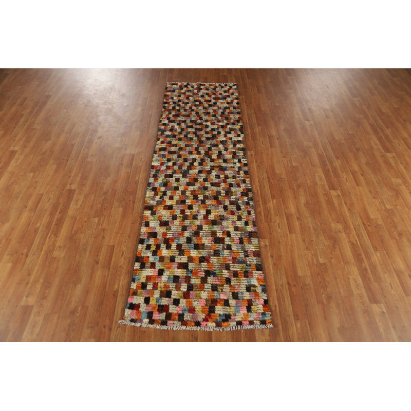 Tapis de couloir oriental marocain à carreaux en laine 3 x 10