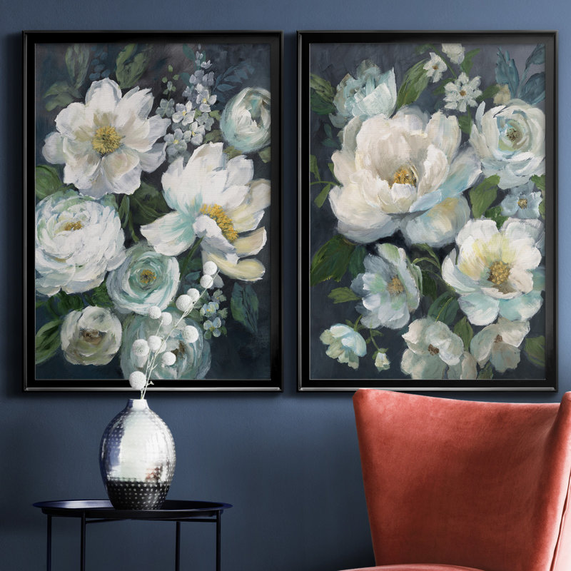 Nocturnal Radiance I - Ensemble de 2 reproductions d'art, H 30,5 po x l 42,5 po x P 3 po, Toile avec cadre noir, Pas de tapis