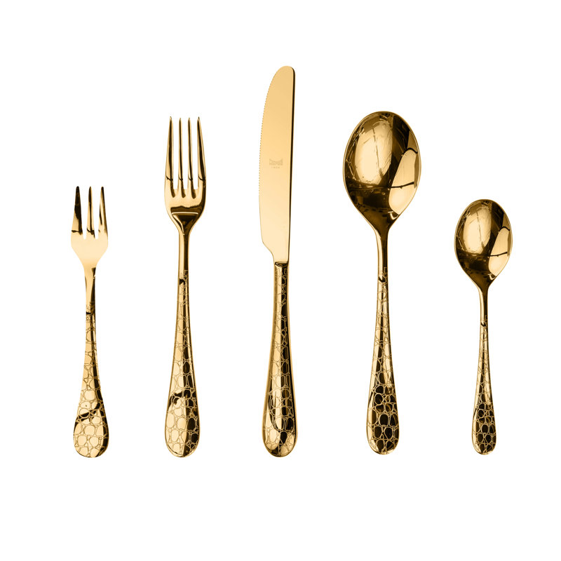 Ensemble de couverts Coccodrillo avec fourchettes à gâteaux - 30 pièces - Acier inoxydable, Argent argent