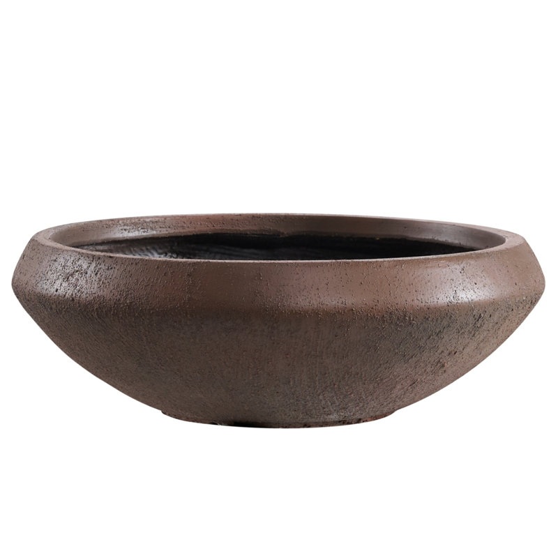 Concrete Bowl Planter, 23.3 Inch Dia x 8 Inch Height, Extra Large Succulent Pot with Drain Hole, 21-inch Opening Flowerpot for Herbs, Bonsai, and Shallow-root Plants, Concrete Planters for Indoor Outdoor Garden, Patio Decor, Large-Rust