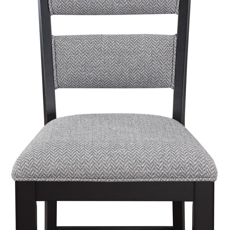 2pc Set Farmhouse Style Counter Height Side Chair, Black
