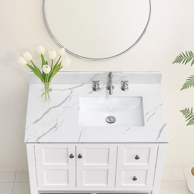 Plateau de meuble-lavabo simple 36 po avec lavabo droit - pour remplacement de meuble-lavabo, sans armoire