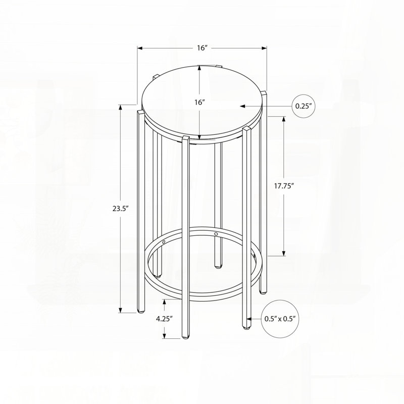 Table d'appoint ronde avec stratifié en chêne délavé et pieds en métal noir, Plateau en chêne délavé / base noire