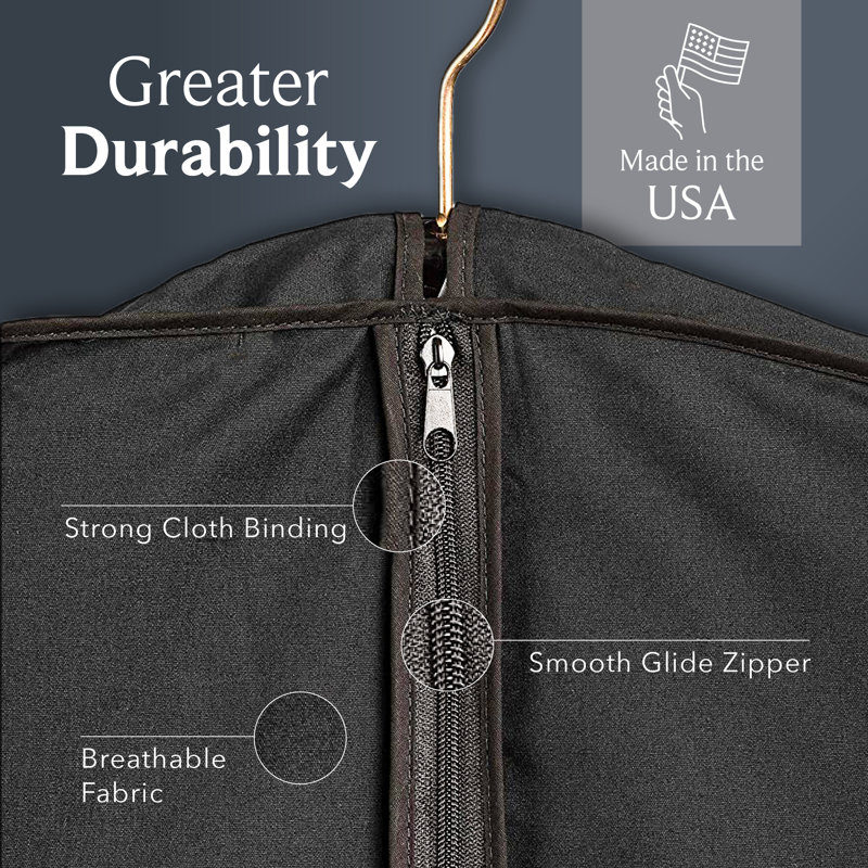 Black Breathable Polypropylene Suit Garment Bag with Handles