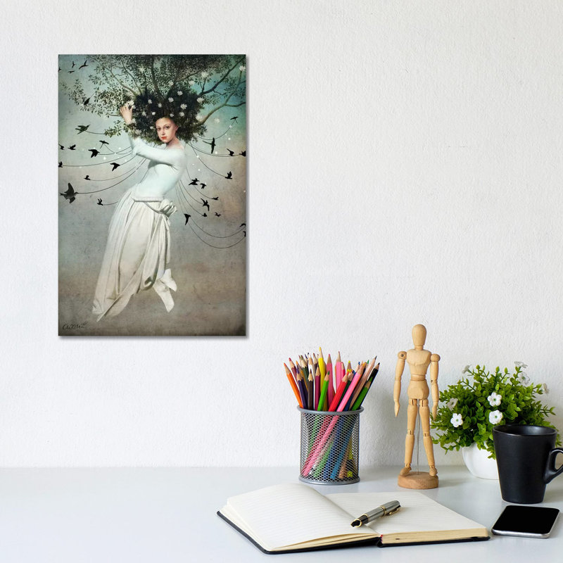 «Fly with Me» par Catrin Welz-Stein - impression d'art graphique, H 12 po x l 8 po x P 0,75 po, Toile tendue, Pas de tapis
