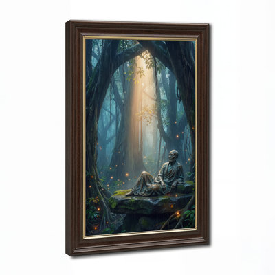 Art sur toile, "Bronze figure in Glowing Forest"