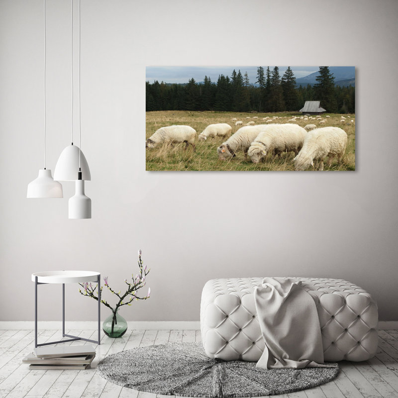 Sheep Grazing - Wrapped Canvas Print